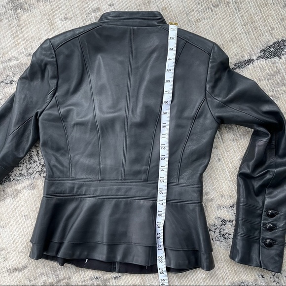 💔 SOLD 💔 White House Black Market Black Leather Peplum Jacket - Picture 6 of 13